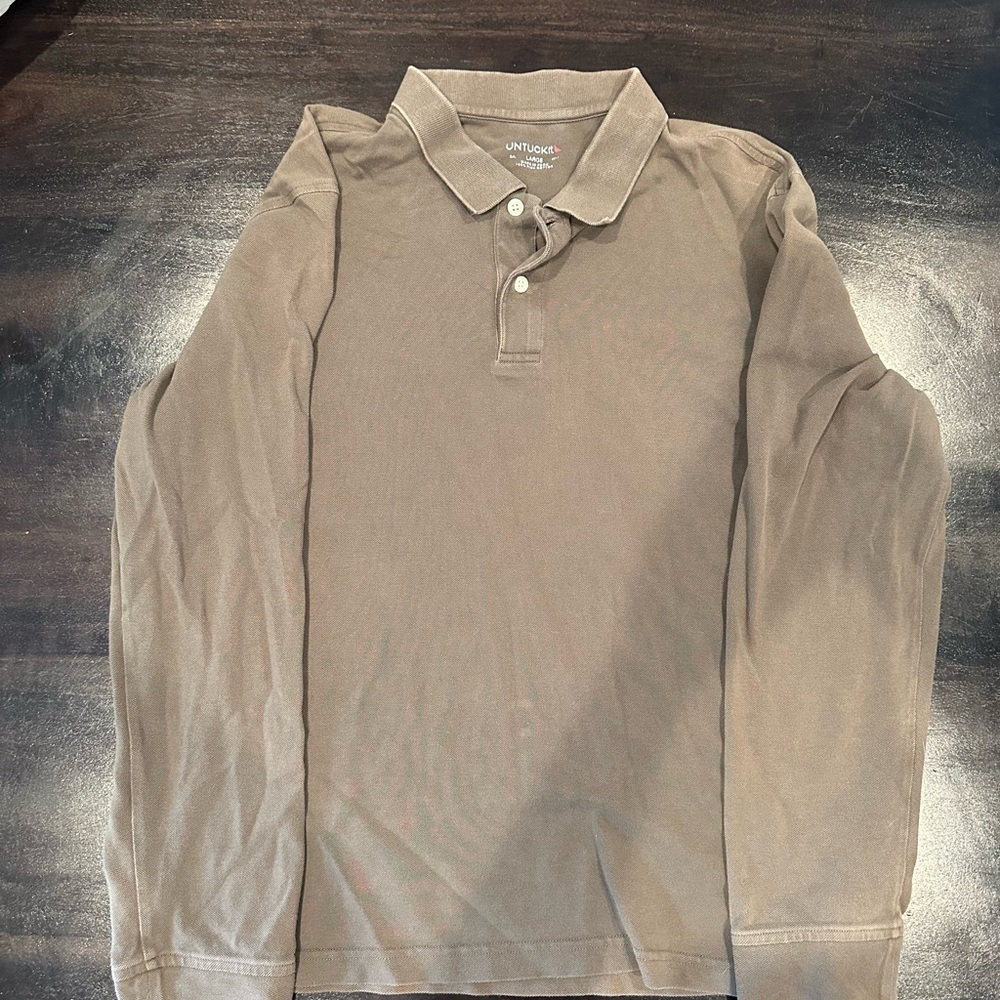 UNTUCKit Long-Sleeve Polo Shirt - Beige - Size L